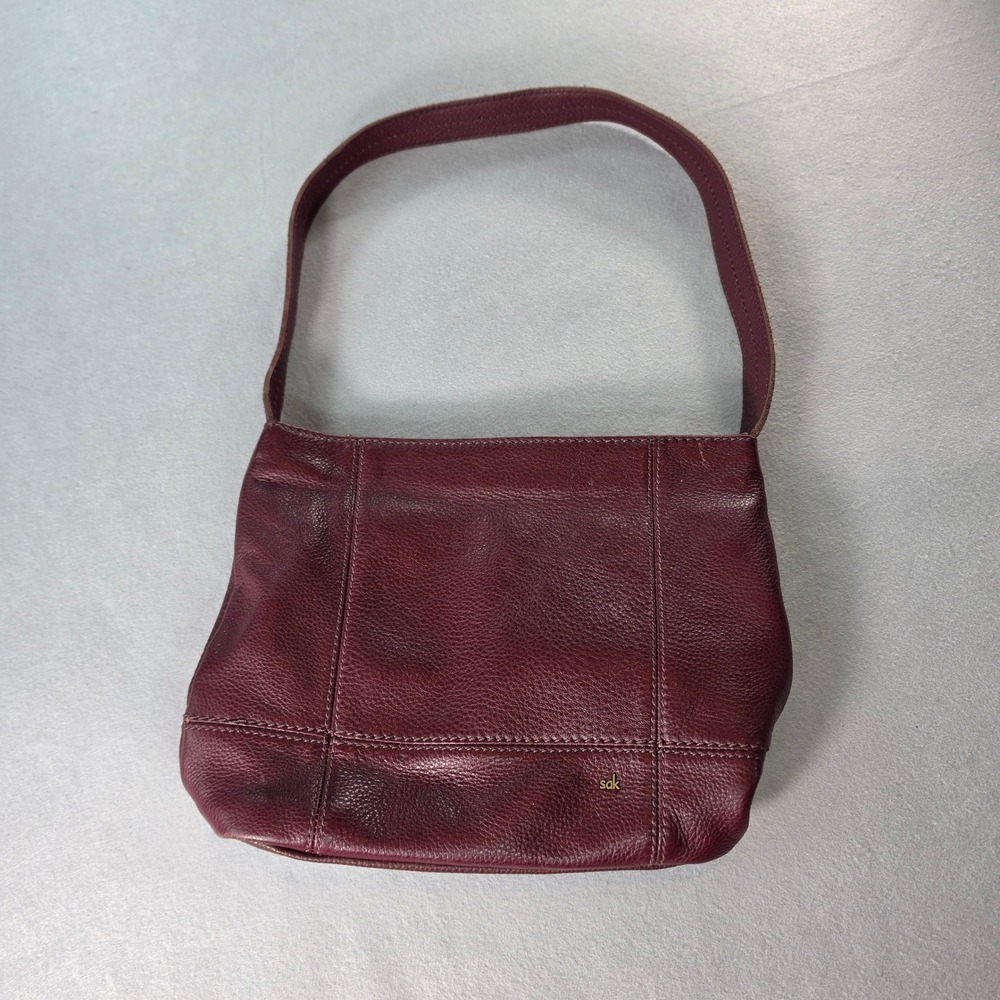 The Sak De Young Hobo Burgundy Pebbled Leather Shoulder Purse Wine Red Hobo Bag